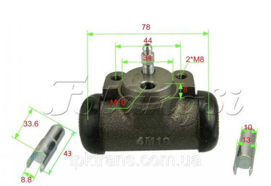 Цилиндр колесный тормозной погрузчика TCM FD/FG/FB30 № 24433-76000G, A30A5-02901, C0Q0302201, A30A502901 2443376000G фото