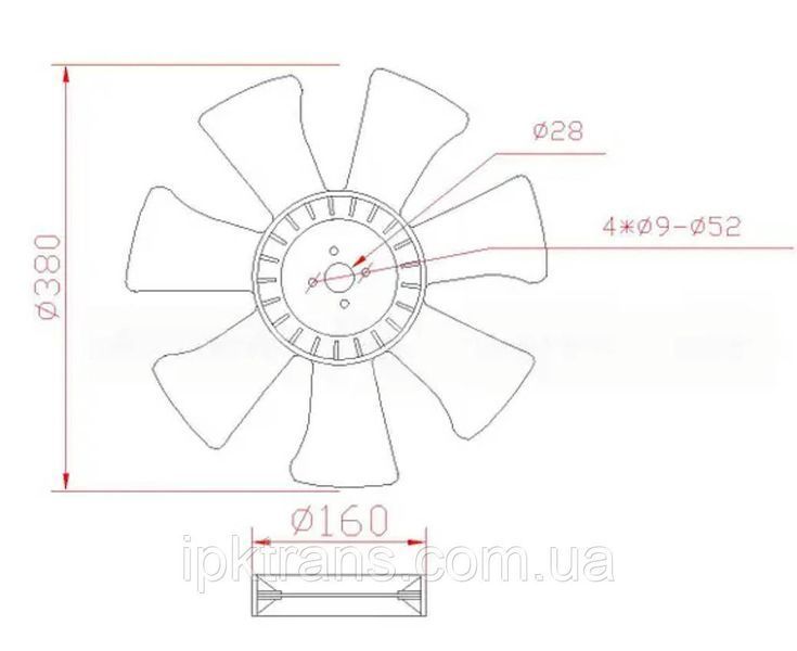 Крильчатка, вентилятор двигуна Xinchai C490BPG № 490B411001, 490B-411001 490B-411001 фото