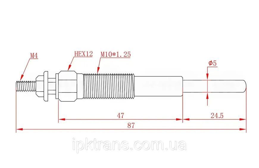 Свічка розжарювання&nbsp;двигуна ISUZU C240 № Z-8-94319-700-2, 20801-0A072, 20801-0A071, Z-8-94144-412-0, Z8943197002 Z8941444120 фото